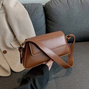 Women's Faux Leather Crossbody Bag | Elegant Brown Shoulder Purse